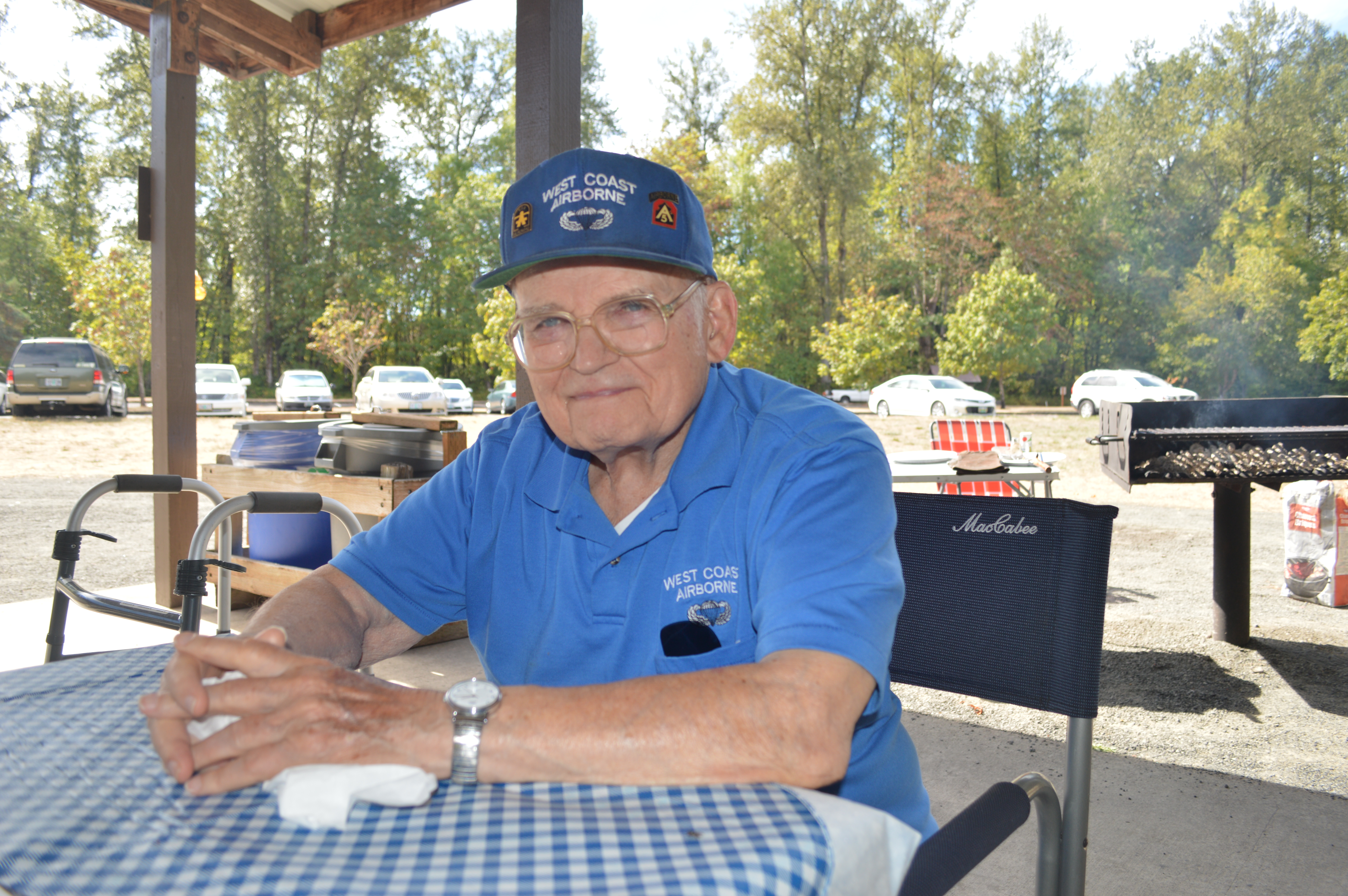Ninety-three-year-old Mike Reuter, a retired Lt. Col with the U.S. Army, attended the MOAA picnic for the camaraderie of his fellow officers. In February, Reuter received the Knight of the Legion of Honor, the highest award for soldiers serving in France in World War II. Photo by Vanessa Salvia.